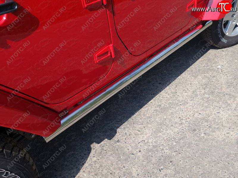 21 599 р. Защита порогов труба 76,1 мм ТСС Тюнинг  Jeep Wrangler  JK (2006-2010) 3 дв. дорестайлинг (серые)  с доставкой в г. Майкоп