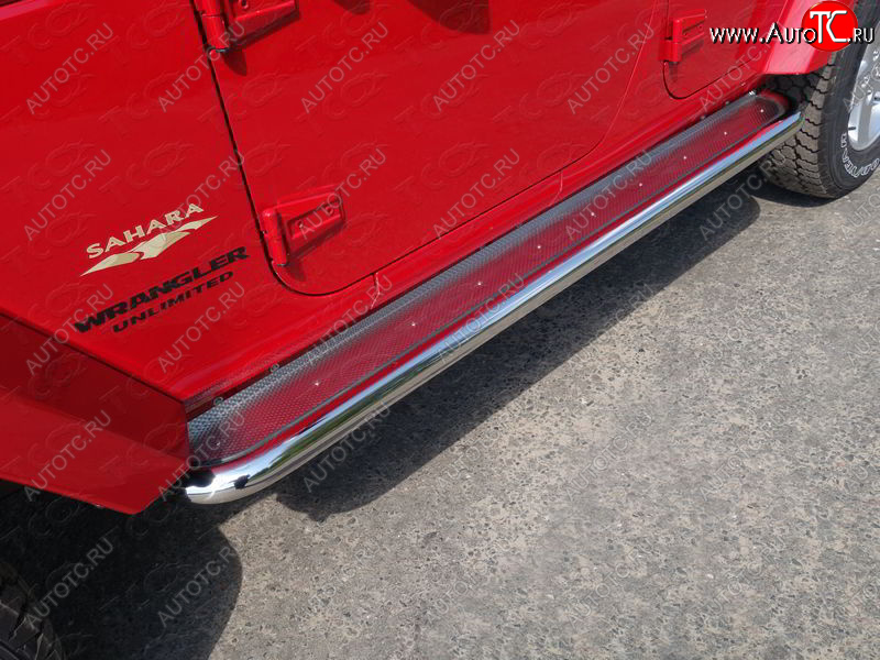 41 749 р. Пороги с площадкой 60,3 мм ТСС Тюнинг Jeep Wrangler JK 3 дв. дорестайлинг (2006-2010) (нержавейка)  с доставкой в г. Майкоп