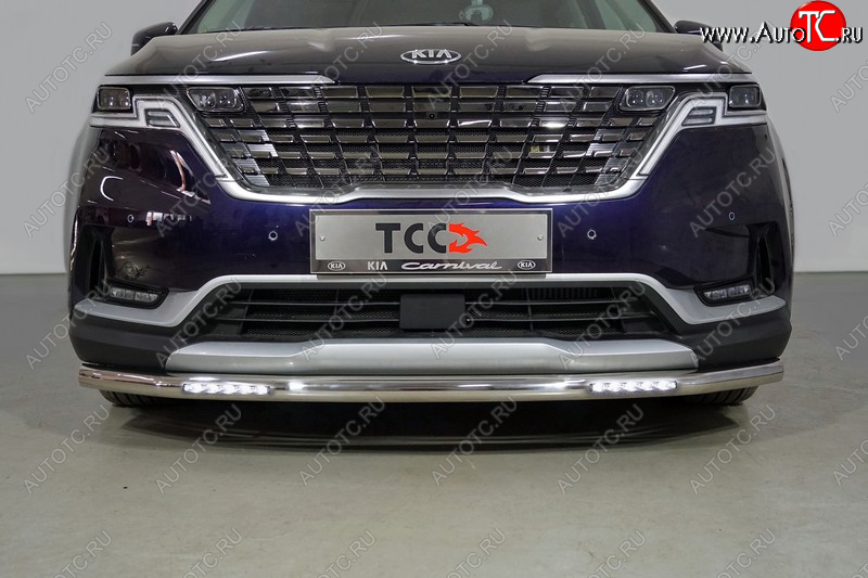 37 999 р. Защита переднего бампера нижняя с ДХО 60,3 мм ТСС Тюнинг KIA Carnival KA4 минивэн дорестайлинг (2020-2023) (нержавейка)  с доставкой в г. Майкоп