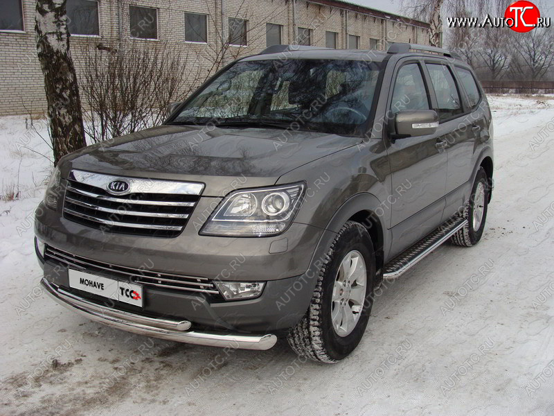 31 999 р. Пороги с площадкой 42,4 мм ТСС Тюнинг KIA Mohave HM дорестайлинг (2008-2017) (серые)  с доставкой в г. Майкоп