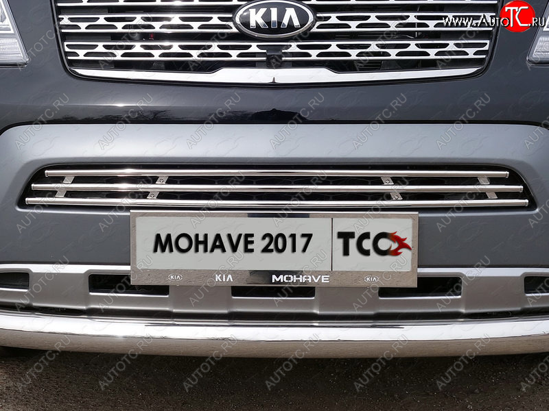 7 349 р. Декоративная вставка переднего бампера ТСС Тюнинг  KIA Mohave  HM (2017-2020) рестайлинг (d 16 мм)  с доставкой в г. Майкоп