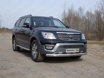 Защита переднего бампера нижняя овальная 75х42 мм ТСС Тюнинг KIA Mohave  HM (2017-2020) рестайлинг (нержавейка)