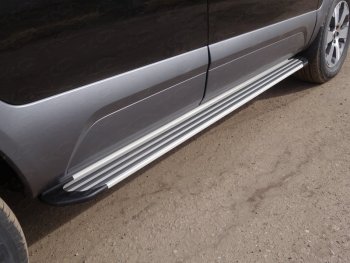 Пороги алюминиевые Slim Line ТСС Тюнинг KIA Mohave  HM (2017-2020) рестайлинг (Silver)