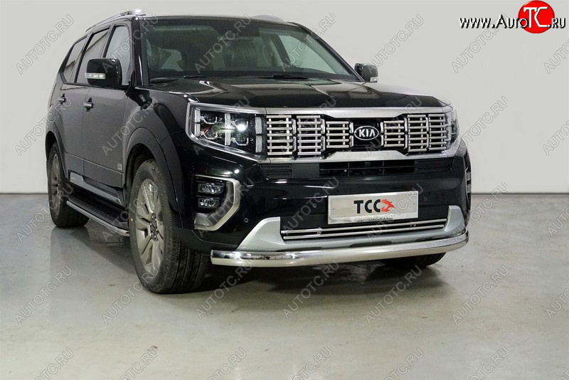 13 349 р. Декоративная вставка переднего бампера ТСС Тюнинг  KIA Mohave  HM2 (2019-2022) (d 16 мм)  с доставкой в г. Майкоп