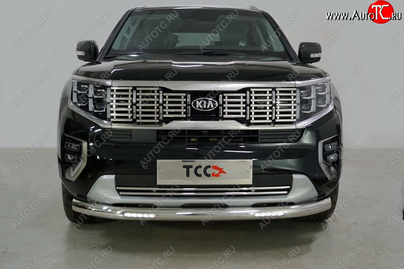 37 999 р. Защита передняя нижняя с ДХО 76,1 мм ТСС Тюнинг KIA Mohave HM2 (2019-2022) (нержавейка)  с доставкой в г. Майкоп