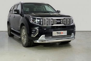 Защита переднего бампера нижняя овальная 75х42 мм ТСС Тюнинг KIA Mohave  HM2 (2019-2022) (нержавейка)