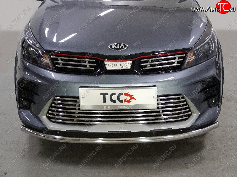 9 199 р. Нижняя декоративная вставка в бампер ТСС Тюнинг  KIA Rio  X (2020-2025) рестайлинг (d 12 мм)  с доставкой в г. Майкоп
