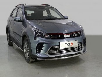 Защита передняя нижняя длинная 42,4 мм ТСС Тюнинг KIA Rio  X (2020-2025) рестайлинг (нержавейка)