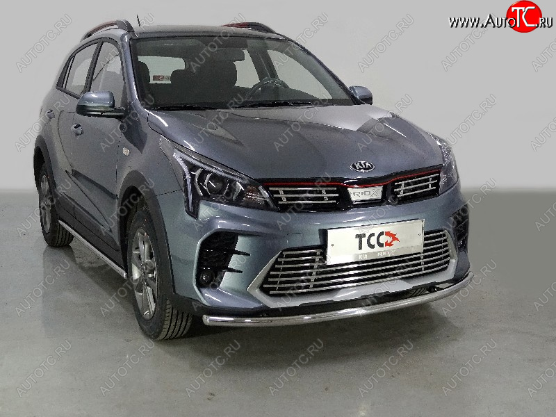 11 899 р. Защита передняя нижняя длинная 42,4 мм ТСС Тюнинг  KIA Rio  X (2020-2025) рестайлинг (нержавейка)  с доставкой в г. Майкоп