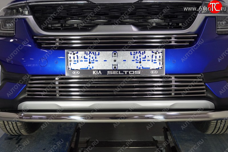 5 999 р. Нижняя декоративная вставка в бампер ТСС Тюнинг  KIA Seltos (2019-2025) (d 12 мм)  с доставкой в г. Майкоп