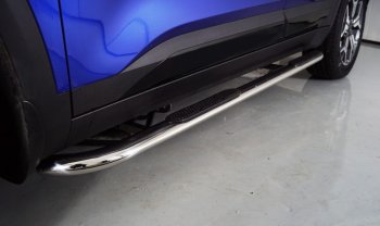Пороги овальные гнутые с накладкой 75х42 мм KIA Seltos (2019-2025) (серые)