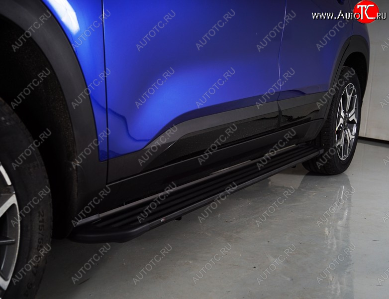 21 999 р. Пороги алюминиевые Slim Line ТСС Тюнинг  KIA Seltos (2019-2025) (Black)  с доставкой в г. Майкоп