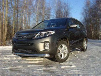 Защита переднего бампера овальная 75х42 мм ТСС тюнинг KIA Sorento UM/Prime рестайлинг (2018-2020) (нержавейка)