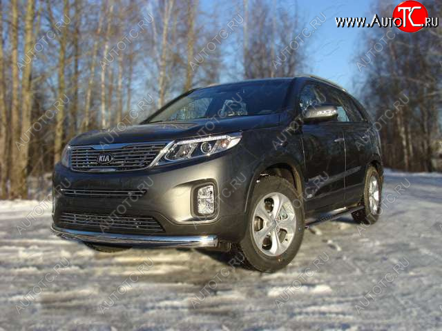 20 699 р. Защита переднего бампера овальная 75х42 мм ТСС тюнинг KIA Sorento XM рестайлинг (2012-2015) (нержавейка)  с доставкой в г. Майкоп
