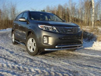 Защита переднего бампера нижняя 60,3*50,8 мм ТСС Тюнинг KIA Sorento  XM (2012-2015) рестайлинг (нержавейка)