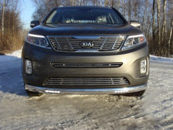 Защита переднего бампера овальная с ДХО 75х42 мм ТСС тюнинг KIA Sorento UM/Prime рестайлинг (2018-2020) (нержавейка)