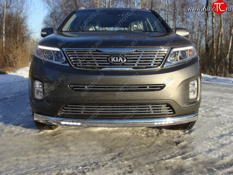 40 999 р. Защита переднего бампера овальная с ДХО 75х42 мм ТСС тюнинг KIA Sorento XM рестайлинг (2012-2015) (нержавейка)  с доставкой в г. Майкоп