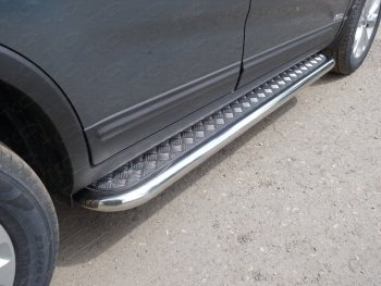 Пороги с площадкой 60,3 мм ТСС Тюнинг KIA Sorento UM/Prime рестайлинг (2018-2020) (серые)