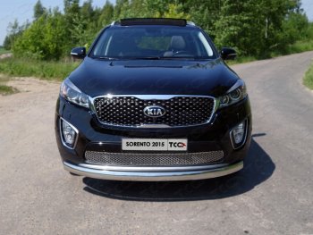 Защита переднего бампера нижняя овальная 75х42 мм ТСС Тюнинг KIA Sorento UM/Prime дорестайлинг (2014-2018) (нержавейка)