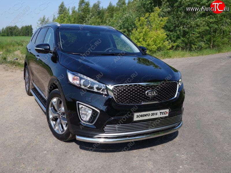 17 649 р. Защита переднего бампера нижняя d60,3 мм ТСС Тюнинг  KIA Sorento  UM/Prime (2014-2018) дорестайлинг (нержавейка)  с доставкой в г. Майкоп