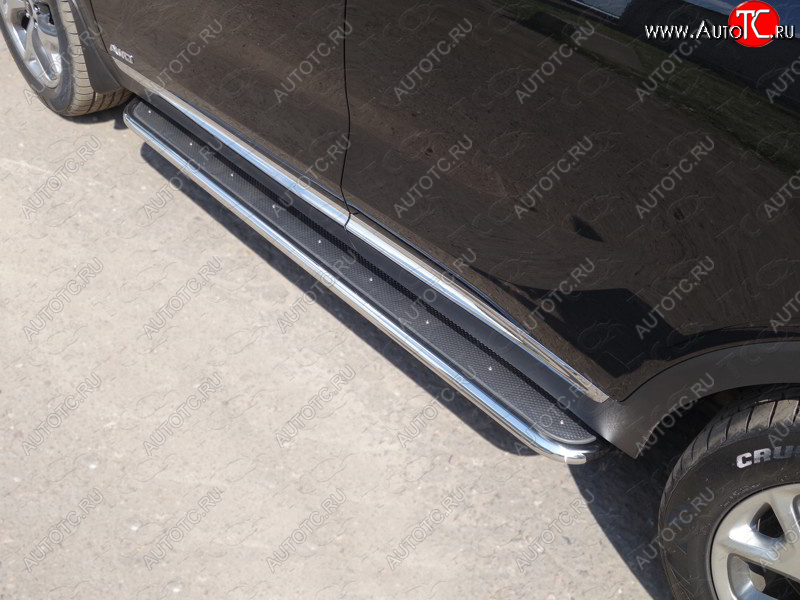 38 999 р. Пороги с площадкой 42,4 мм ТСС Тюнинг  KIA Sorento  UM/Prime (2014-2018) дорестайлинг (нержавейка)  с доставкой в г. Майкоп