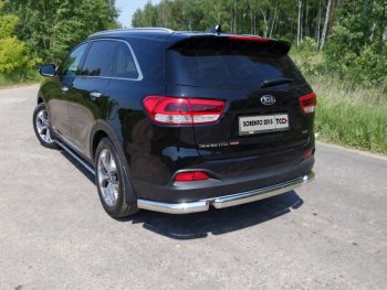 Защита задняя (уголки овальные, нержавейка 75х42 мм) ТСС Тюнинг KIA Sorento UM/Prime дорестайлинг (2014-2018) (уголки овальные)