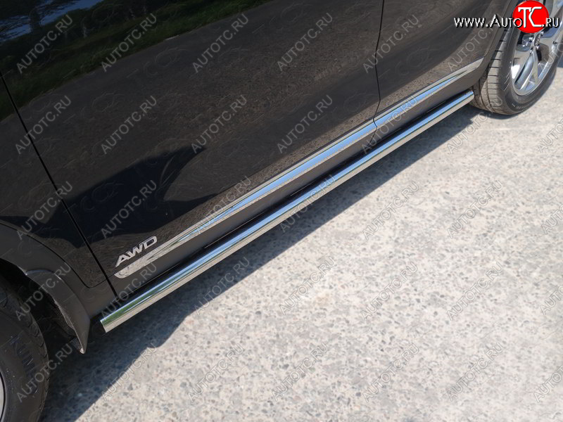21 599 р. Защита порогов труба d60,3 мм ТСС Тюнинг  KIA Sorento  UM/Prime (2018-2020) рестайлинг (серые)  с доставкой в г. Майкоп