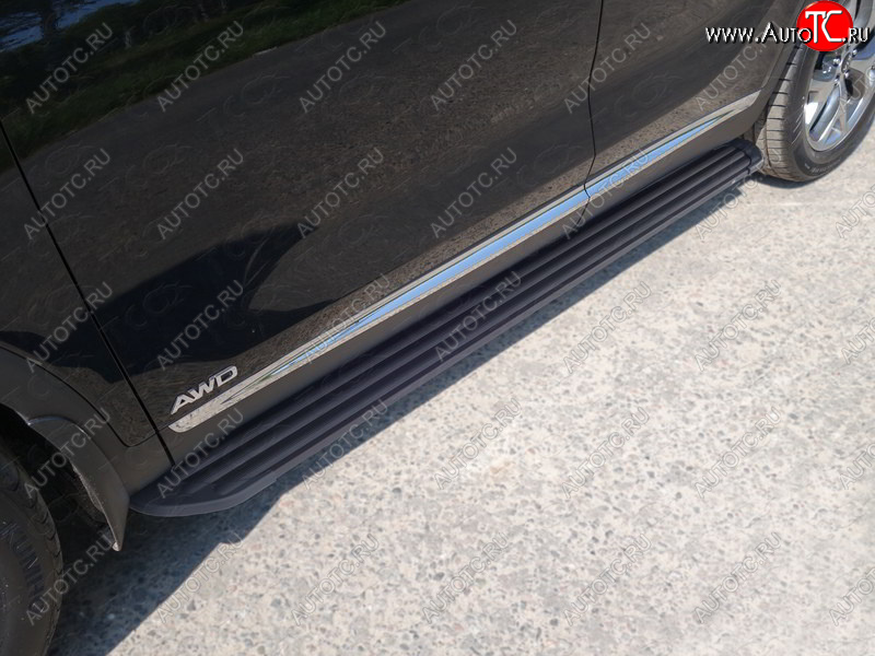 21 999 р. Пороги алюминиевые Slim Line ТСС Тюнинг  KIA Sorento  UM/Prime (2018-2020) рестайлинг (Black)  с доставкой в г. Майкоп