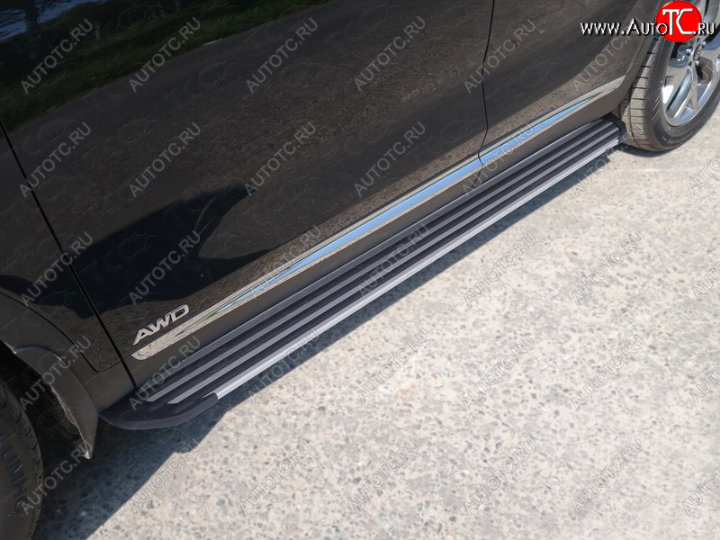 20 599 р. Пороги алюминиевые Slim Line ТСС Тюнинг KIA Sorento UM/Prime рестайлинг (2018-2020) (Silver)  с доставкой в г. Майкоп