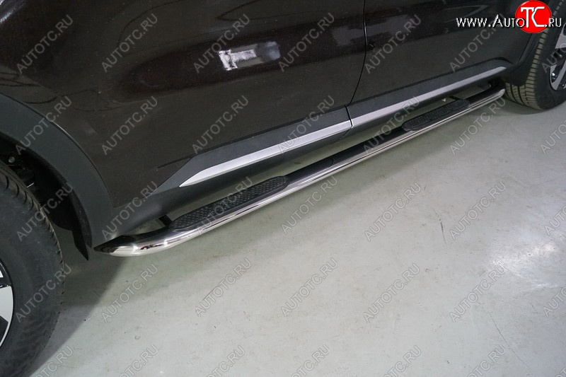 34 749 р. Пороги овальные гнутые с накладкой 75х42 мм  KIA Sorento  MQ4 (2020-2022) (серые)  с доставкой в г. Майкоп