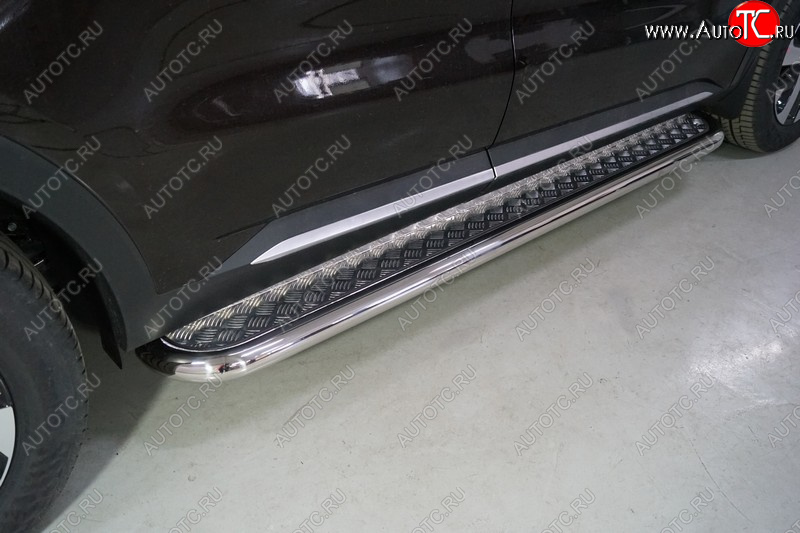 34 799 р. Пороги с площадкой 60,3 мм ТСС Тюнинг KIA Sorento MQ4 (2020-2022) (серые)  с доставкой в г. Майкоп