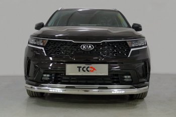 Защита переднего бампера нижняя овальная с ДХО 75х42 мм ТСС Тюнинг KIA Sorento  MQ4 (2020-2022) (нержавейка)