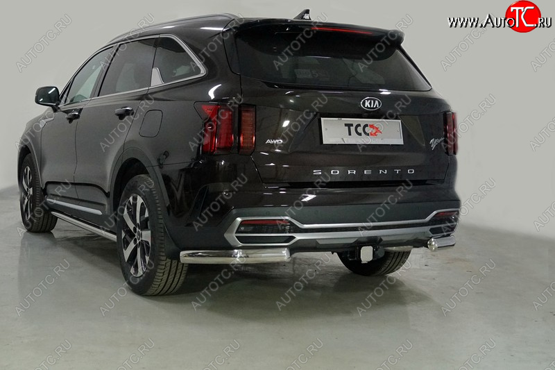 23 899 р. Защита задняя (уголки овальные, 75х42 мм) ТСС Тюнинг  KIA Sorento  MQ4 (2020-2022) (уголки овальные)  с доставкой в г. Майкоп