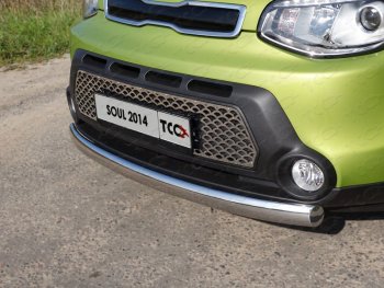 Защита переднего бампера нижняя овальная 75х42 мм ТСС Тюнинг KIA Soul  PS (2014-2016) дорестайлинг (нержавейка)