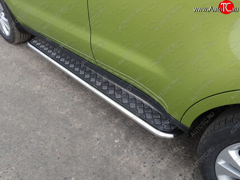 22 999 р. Пороги с площадкой 42,4 мм ТСС Тюнинг KIA Soul PS дорестайлинг (2014-2016) (серые)  с доставкой в г. Майкоп