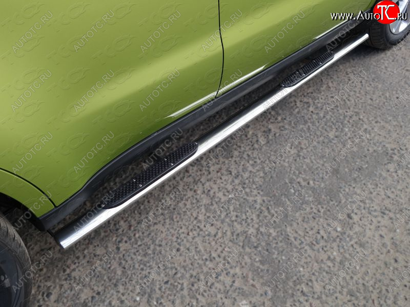 29 749 р. Пороги овальные с накладкой 75х42 мм ТСС Тюнинг KIA Soul PS дорестайлинг (2014-2016) (серые)  с доставкой в г. Майкоп
