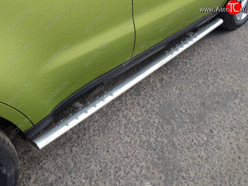 31 399 р. Пороги овальные с проступью 75х42 мм ТСС Тюнинг KIA Soul PS дорестайлинг (2014-2016) (серые)  с доставкой в г. Майкоп
