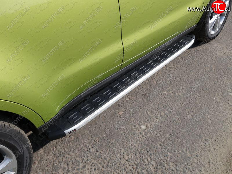 20 599 р. Пороги алюминиевые с пластиковой накладкой ТСС Тюнинг  KIA Soul  PS (2014-2016) дорестайлинг (серые)  с доставкой в г. Майкоп