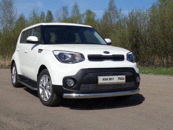 Защита переднего бампера нижняя овальная 75х42 мм ТСС Тюнинг KIA Soul  PS (2017-2019) рестайлинг (нержавейка)