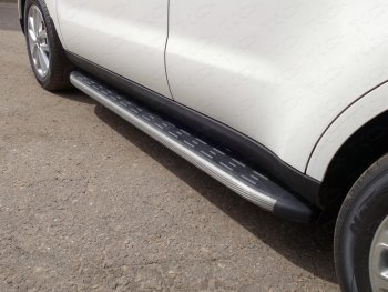 Пороги алюминиевые с пластиковой накладкой, ТСС Тюнинг KIA Soul  PS (2017-2019) рестайлинг (карбон серые)