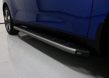 Пороги алюминиевые с пластиковой накладкой, ТСС Тюнинг KIA Soul  SK3 (2018-2022) (карбон серые)