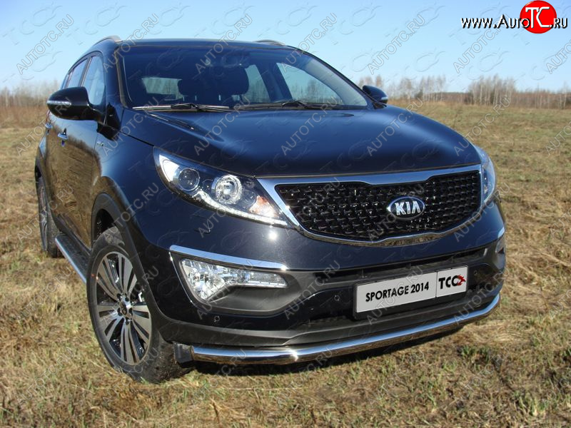 17 649 р. Защита переднего бампера нижняя d60,3 мм ТСС Тюнинг  KIA Sportage  3 SL (2014-2016) рестайлинг (нержавейка)  с доставкой в г. Майкоп