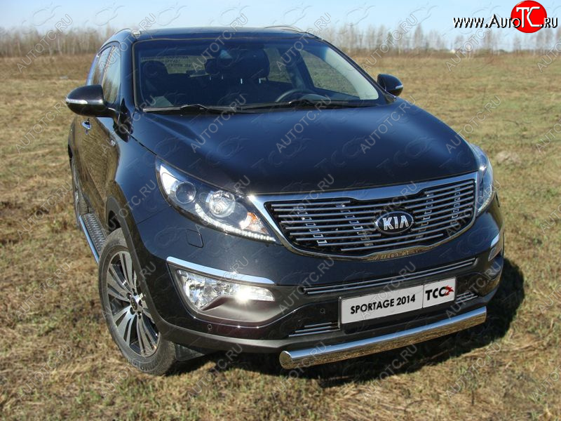 15 899 р. Защита передняя нижняя овальная короткая 75х42 мм ТСС Тюнинг  KIA Sportage  3 SL (2014-2016) рестайлинг (нержавейка)  с доставкой в г. Майкоп