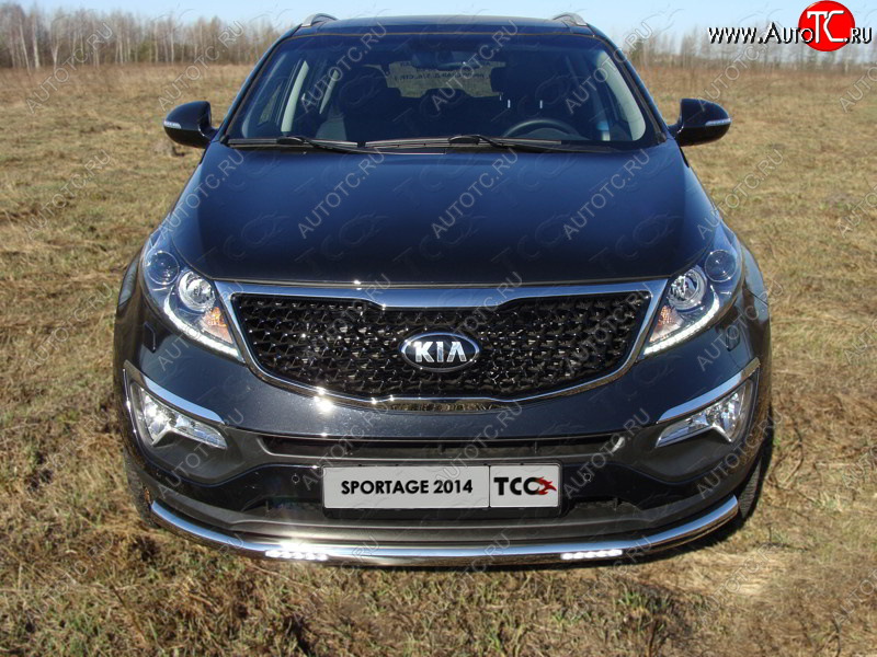 36 299 р. Защита переднего бампера нижняя с ДХО 60,3 мм ТСС Тюнинг  KIA Sportage  3 SL (2014-2016) рестайлинг (нержавейка)  с доставкой в г. Майкоп