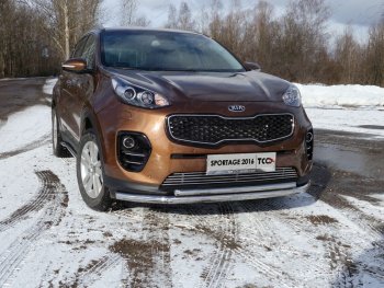 Защита переднего бампера нижняя двойная 60,3*42,4 мм ТСС Тюнинг KIA Sportage  4 QL (2016-2018) дорестайлинг (нержавейка)