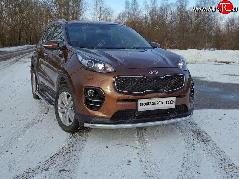 18 999 р. Защита переднего бампера нижняя d60,3 мм ТСС Тюнинг  KIA Sportage  4 QL (2016-2018) дорестайлинг (нержавейка)  с доставкой в г. Майкоп