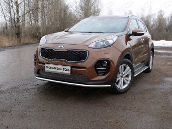 Защита переднего бампера нижняя d42,4 мм ТСС Тюнинг KIA Sportage  4 QL (2016-2018) дорестайлинг (нержавейка)