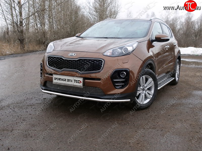 17 649 р. Защита переднего бампера нижняя d42,4 мм ТСС Тюнинг  KIA Sportage  4 QL (2016-2018) дорестайлинг (нержавейка)  с доставкой в г. Майкоп