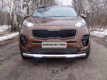 Защита переднего бампера нижняя овальная с ДХО 75х42 мм ТСС Тюнинг KIA Sportage  4 QL (2016-2018) дорестайлинг (нержавейка)