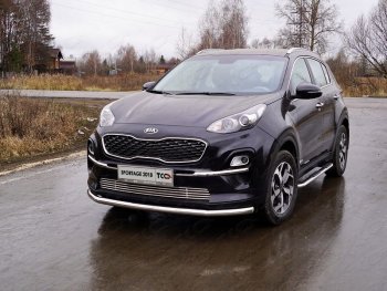 Защита переднего бампера нижняя d60,3 мм ТСС Тюнинг KIA Sportage  4 QL (2018-2022) рестайлинг (нержавейка)